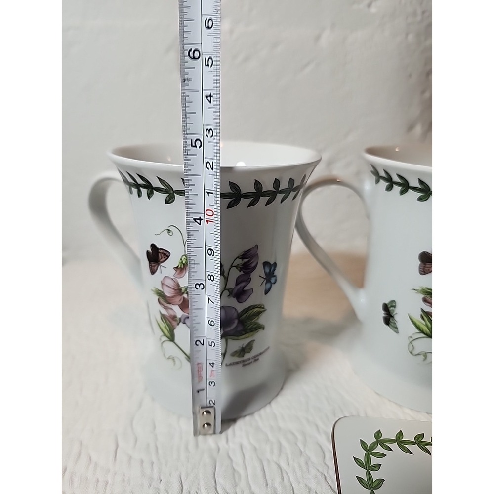 Set Of (2) Portmeirion 8013 BOTANIC GARDEN Cups With Matching Coasters - Picture 6 of 7